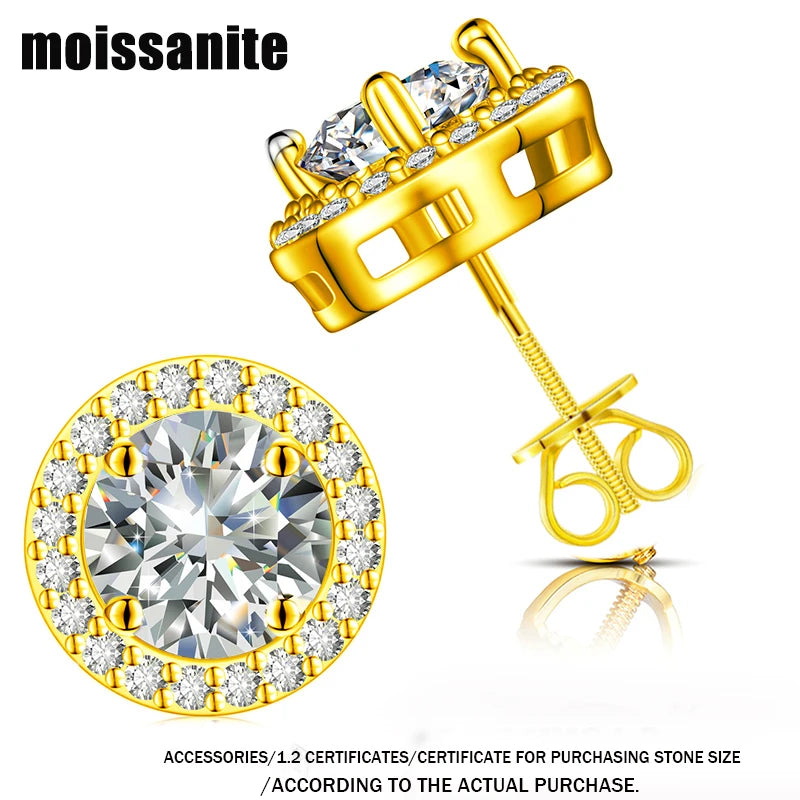 Tuhe Unisex VVS1 Moissanite Women Earrings 925 Silver Fine Jewelry 3MM 4MM 5MM Fashion Earrings Gift