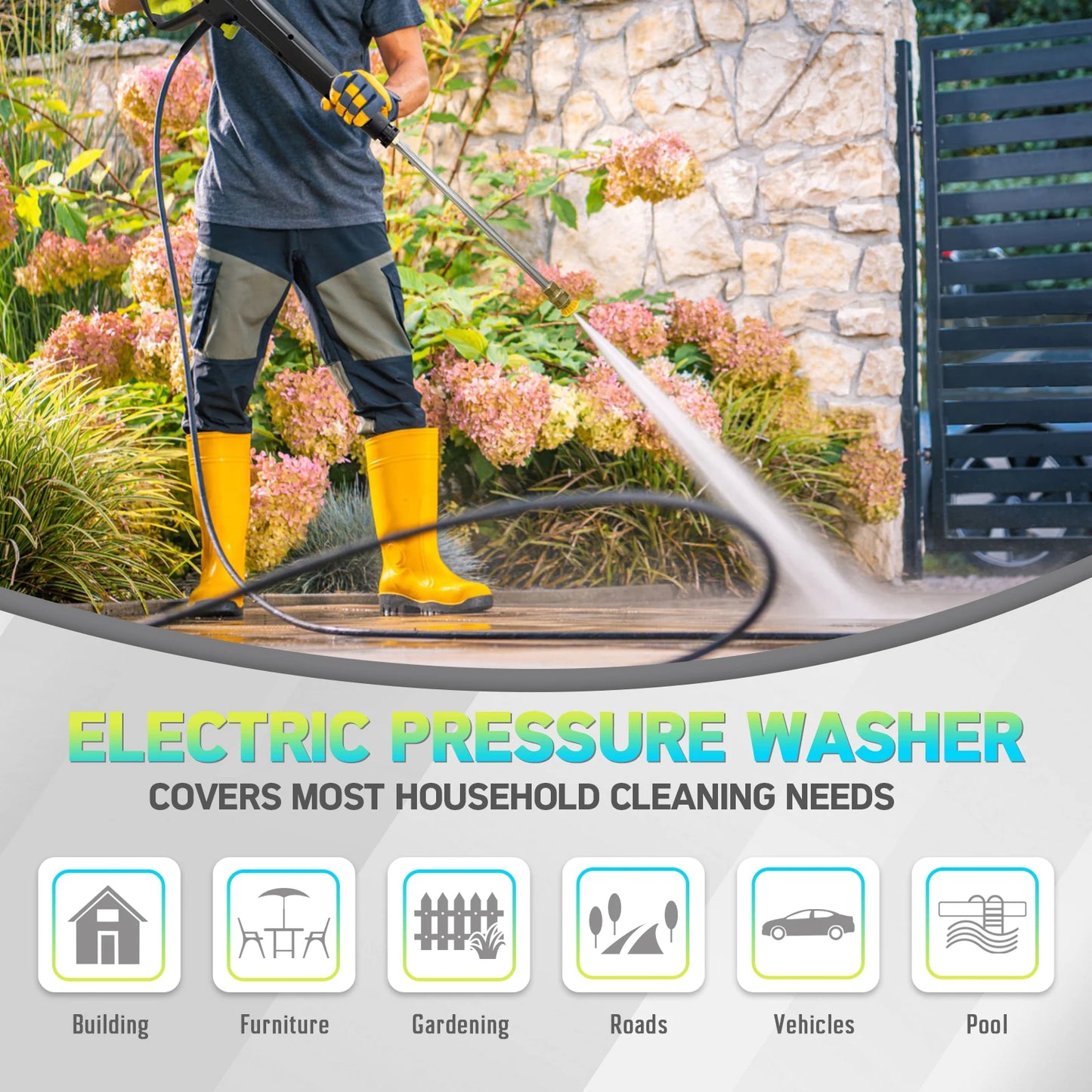 Electric Pressure Washer 5000 PSI 3.6 GPM Touch Screen 4 Nozzles Foam Cannon