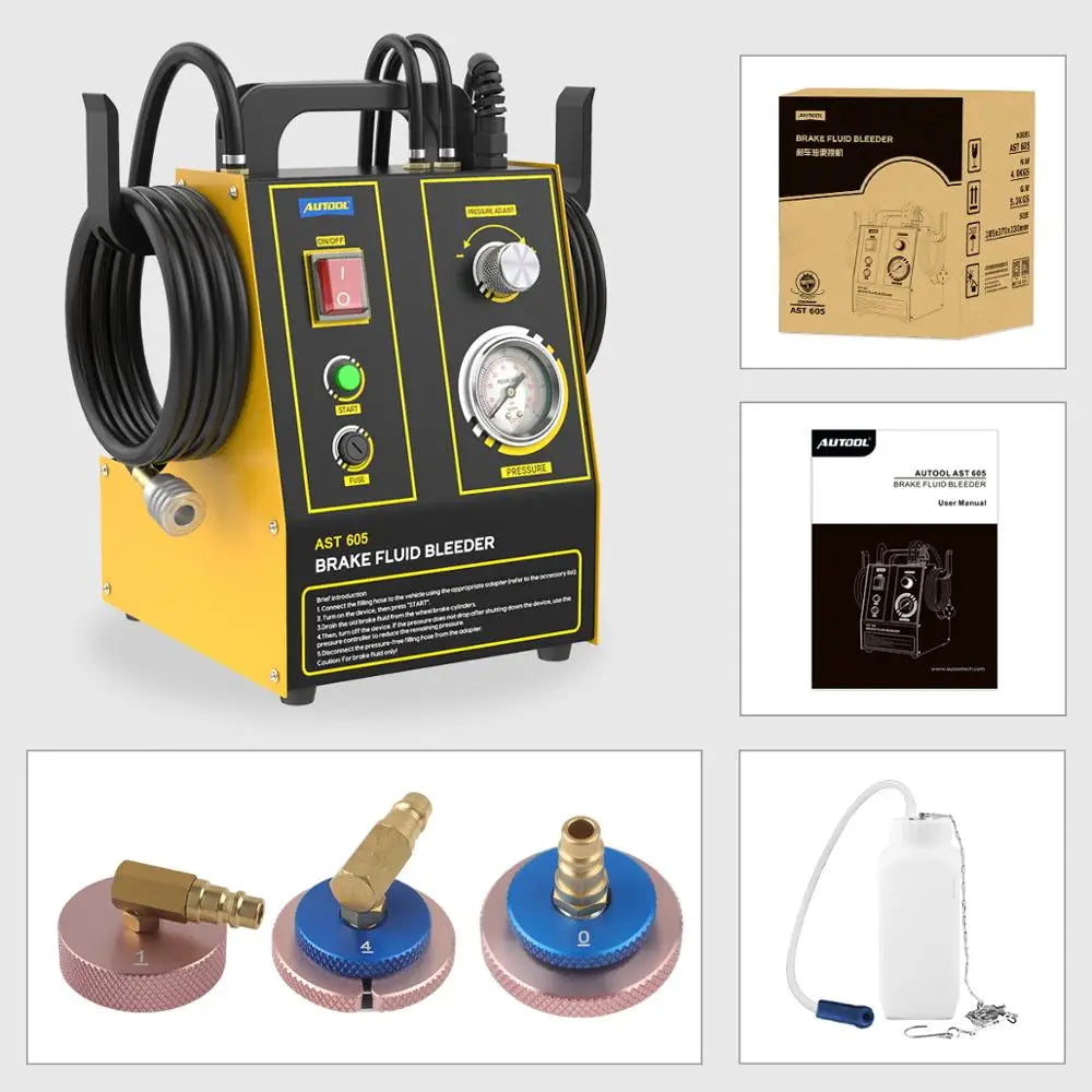 AUTOOL AST605 12V Car Pulsating Brake Fluid Bleeder Pump Brake Extractor Oil Pump Brake Oil Exchanger Machine 220V 110V