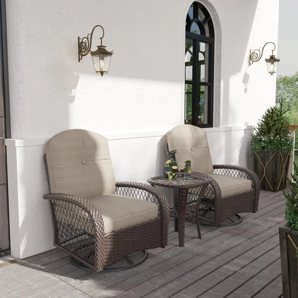 Angduo 3 Piece Patio Furniture Set With Cushions Khaki