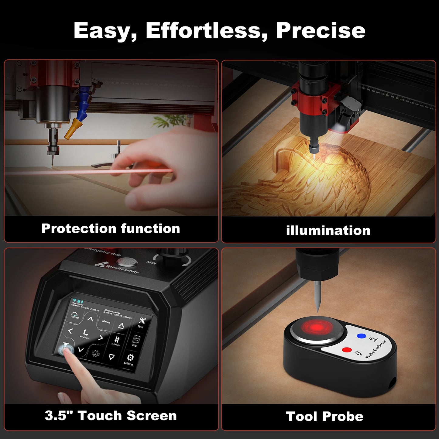 Twotrees TTC6050 CNC Router 500W Spindle Motor Laser Engraving Machine CNC Milling Cutting Machine Infrared Radiation Sensor