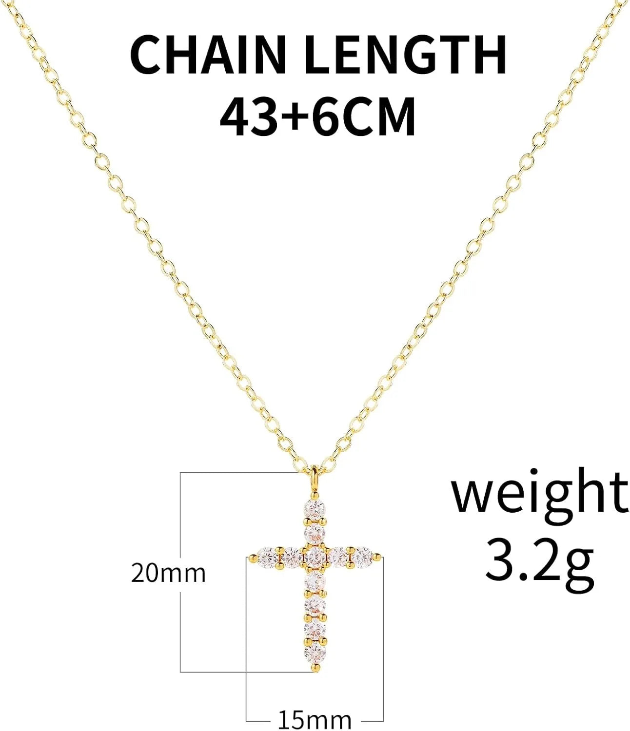 Cross Necklace for women,14K Gold Plated Cubic Zirconia Pendant Necklace Diamond Necklaces Silver/Glod Jewelry