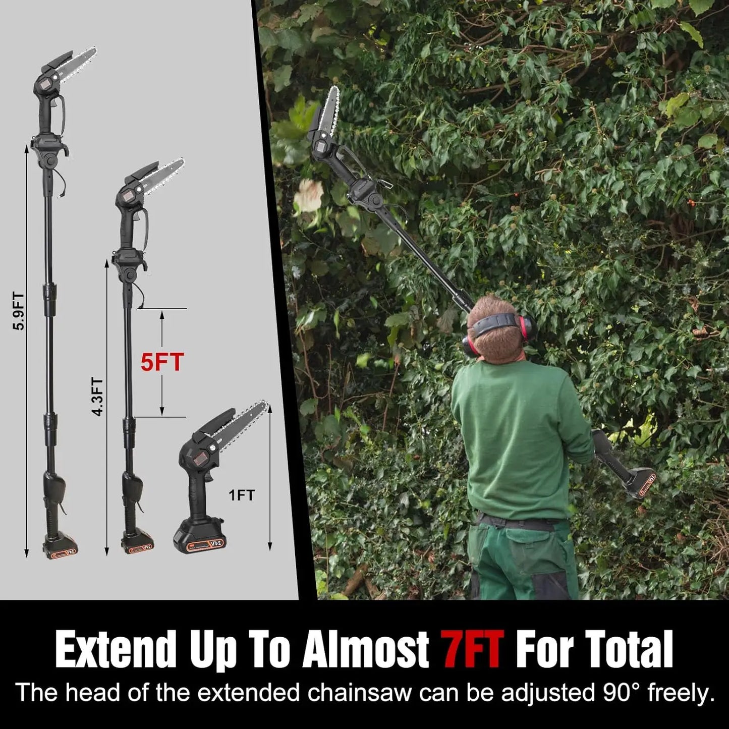 High Branch Handheld Mini Electric Saw Rechargeable Lithium Battery Single Hand Saw Pruning Felling 2 in 1 Cordless Pole Saw
