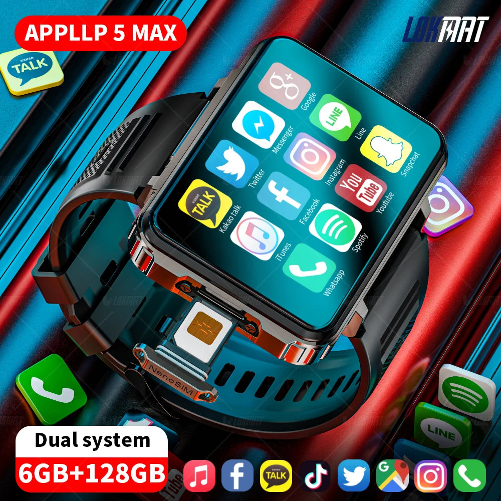 LOKMAT 5 Max Android Watch Phone 4G WiFi Dual Camera With Flashlight Gaming