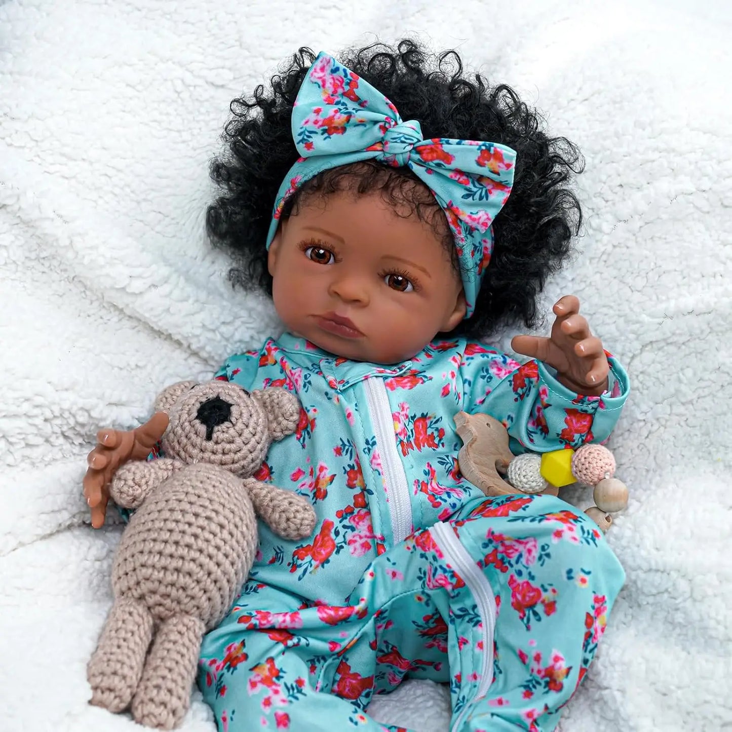 Lifelike Reborn Black Girl Doll 18 Inch Realistic Newborn Baby Doll with Clothes Perfect Gift for Kids Age 3 Plus
