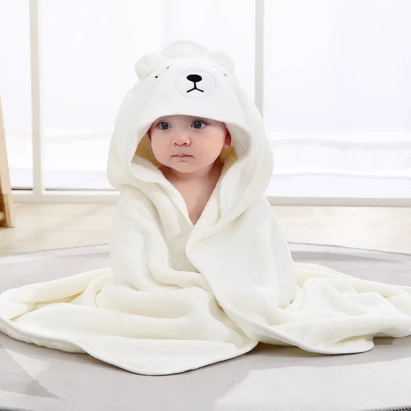 Soft Cartoon Animal Baby Hooded Towel Warm Toddler Bathrobe Swaddle Wrap for Newborns Boys Girls