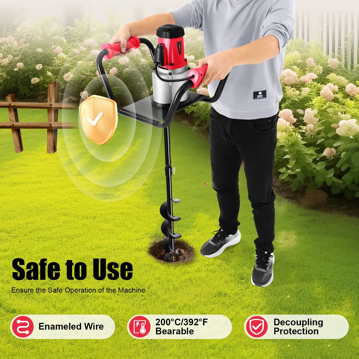 Post Hole Digger Electric 1500W Corrosion Resistant Low Noise Agricultural Machinery