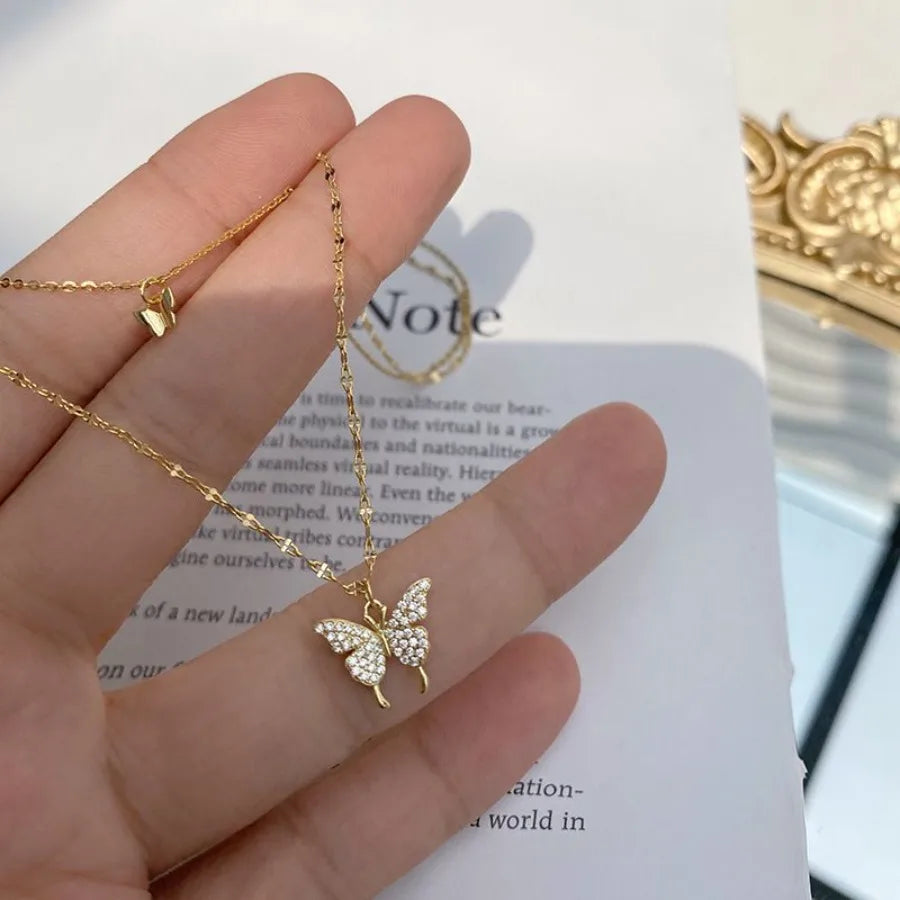 Exquisite Zircon Snowflake Women Pendant Necklace Fashion Beautiful Heart Clavicle Chain Wedding Girlfriend Jewelry Gift Choker