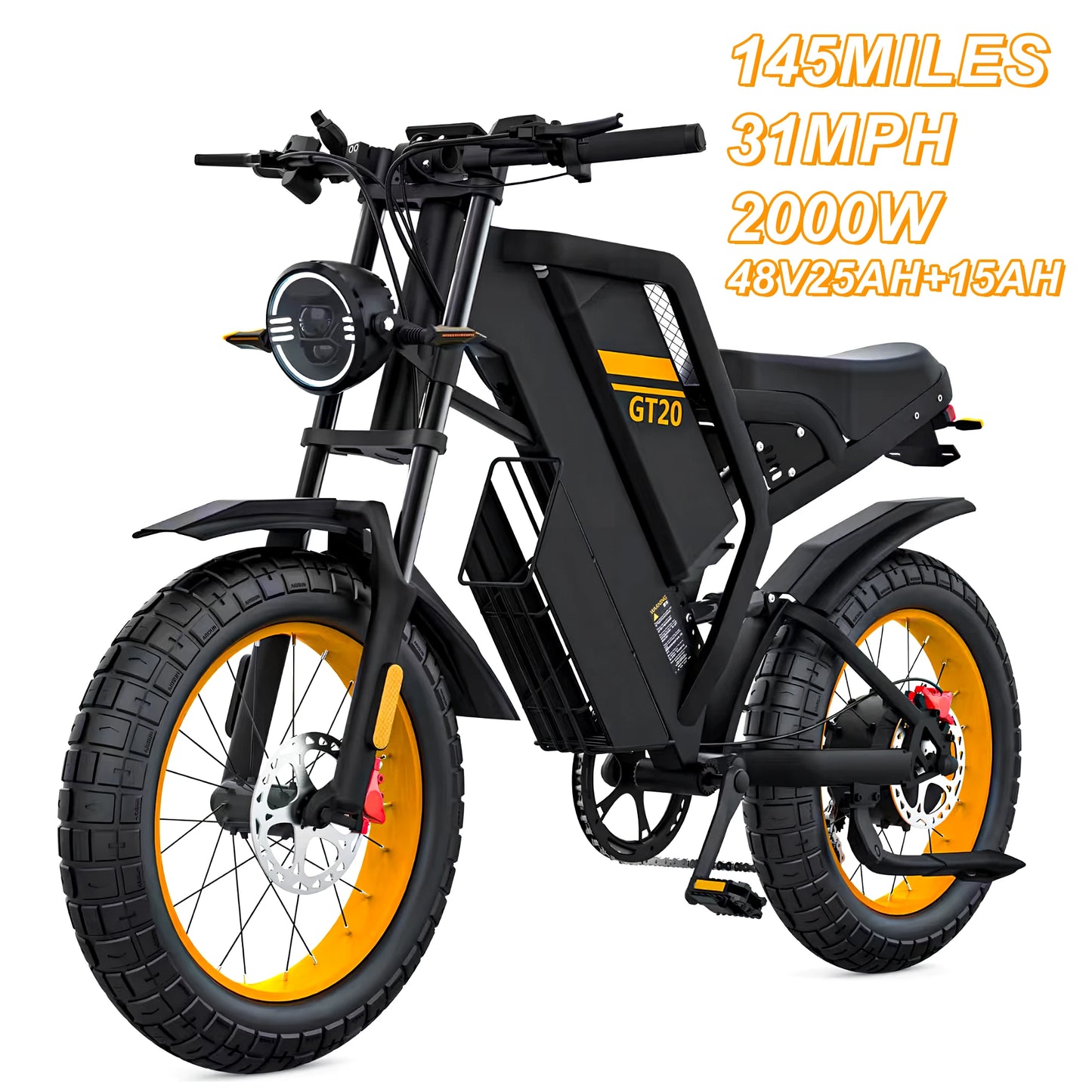 Electric Bike for Adults 1000W 2000W 3000W Motor Removable Battery 93 to 145 Miles Electric Motorcycle 20 Inch by 4 Inch Fat Tire Ebike