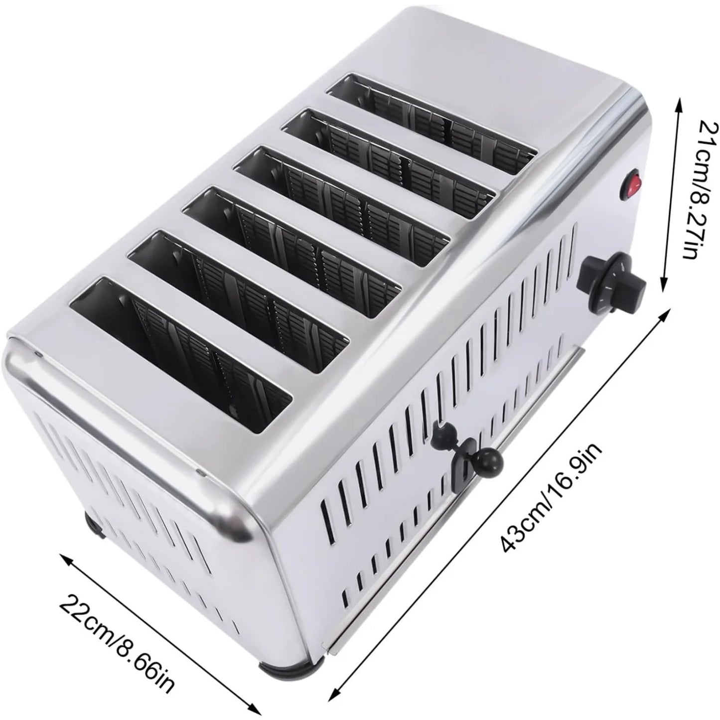 6 Slots Commercial Toaster 6 Slice Wide Slot Stainless Steel Toaster for Restaurant and Home Kitchen
