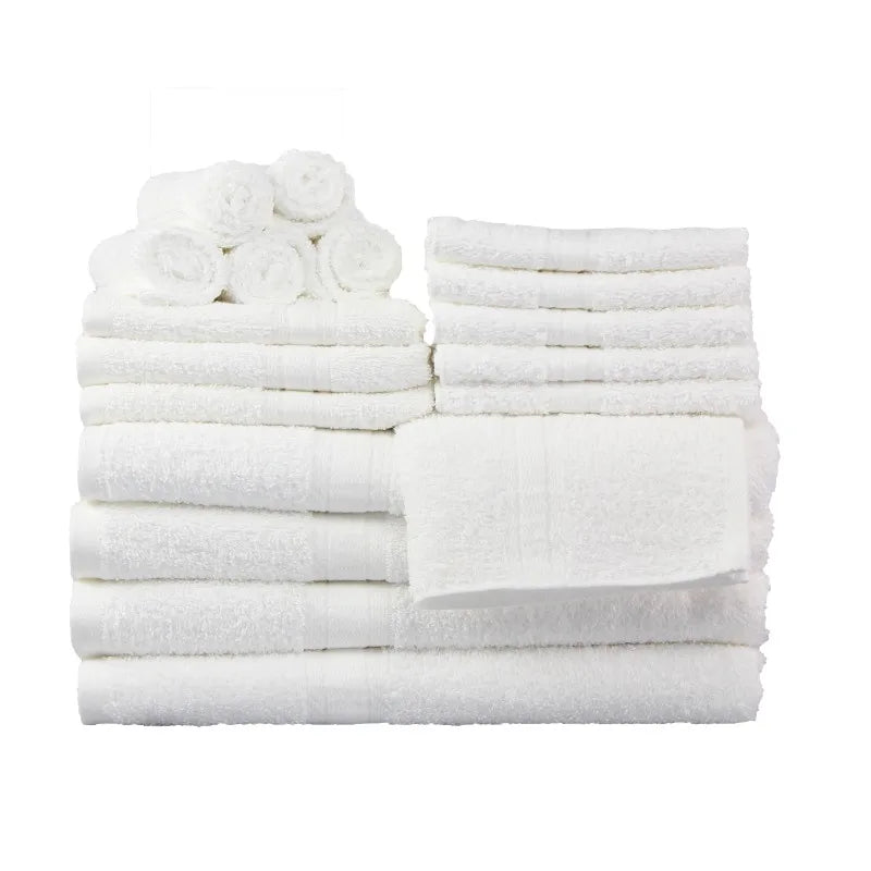18 Piece 100 Percent Cotton Towel Set with 4 Bath Towels 4 Hand Towels and 10 Face Towels Soft and Super Absorbent