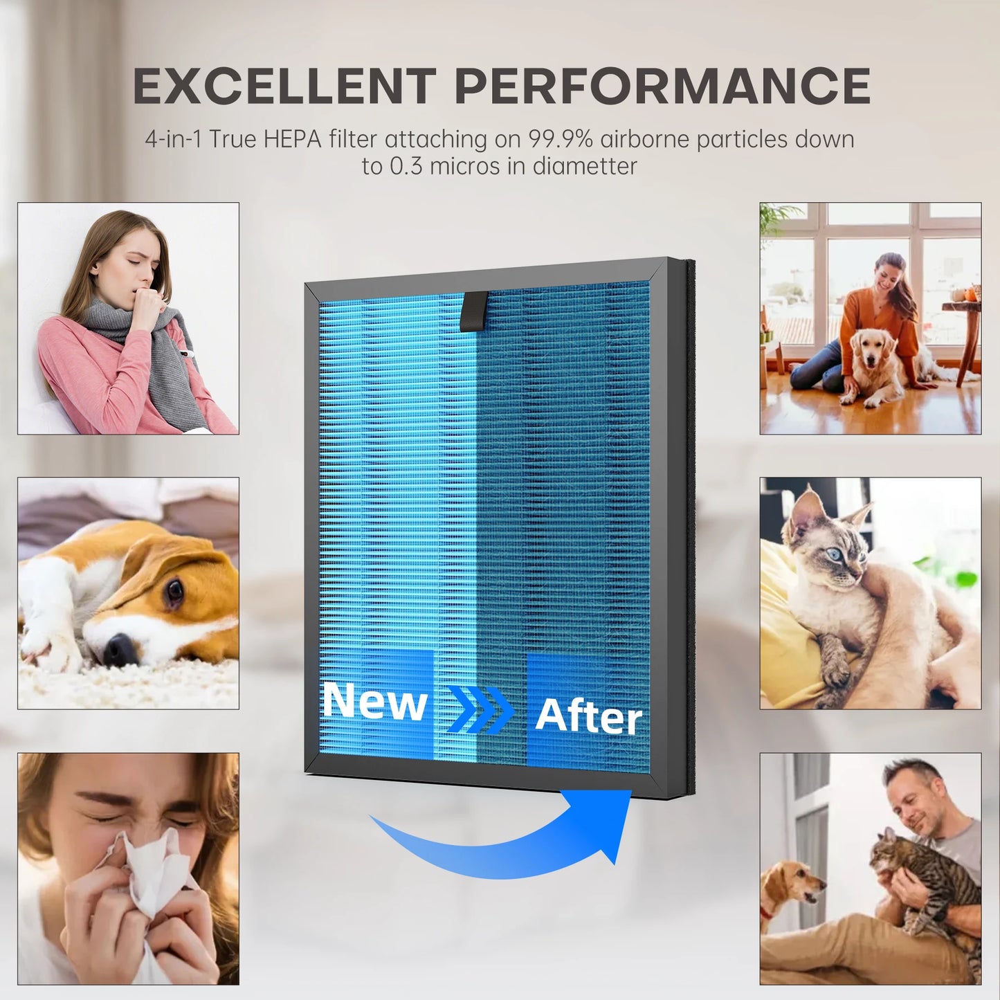 Air Purifier MKD05 JHD05 HEPA Filter Replacement 4 in 1 Air Filter Standard Version