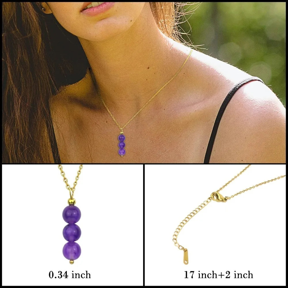 Amethyst Necklace Purple Necklace 14K Gold Filled Crystal Necklace for Women, February Birthstone Crystal Pendant Necklace as An