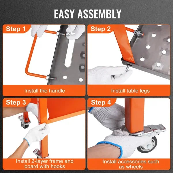 36x18 Welding Table 1200lbs Lockable Casters 4 Tool Slots