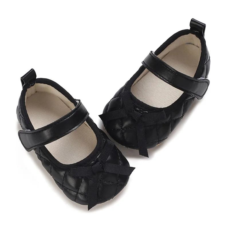 Infant Girls Sparkly Mary Jane Bowknot First Non Slip Shoes