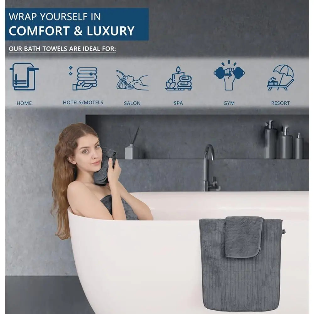 Extra Large Bath Towel Set of 4 Ultra Soft Fluffy Microfiber Bath Sheets Highly Absorbent Lightweight Fast Drying Durable Towels