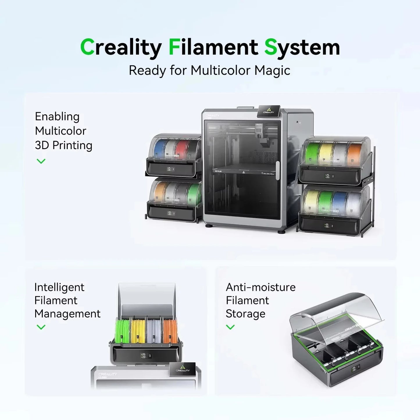 Creality CFS -Creality Filament System Multicolor 3D Printer Filament System Supports 4 Parallel for Creality K2 Plus 3D Printer