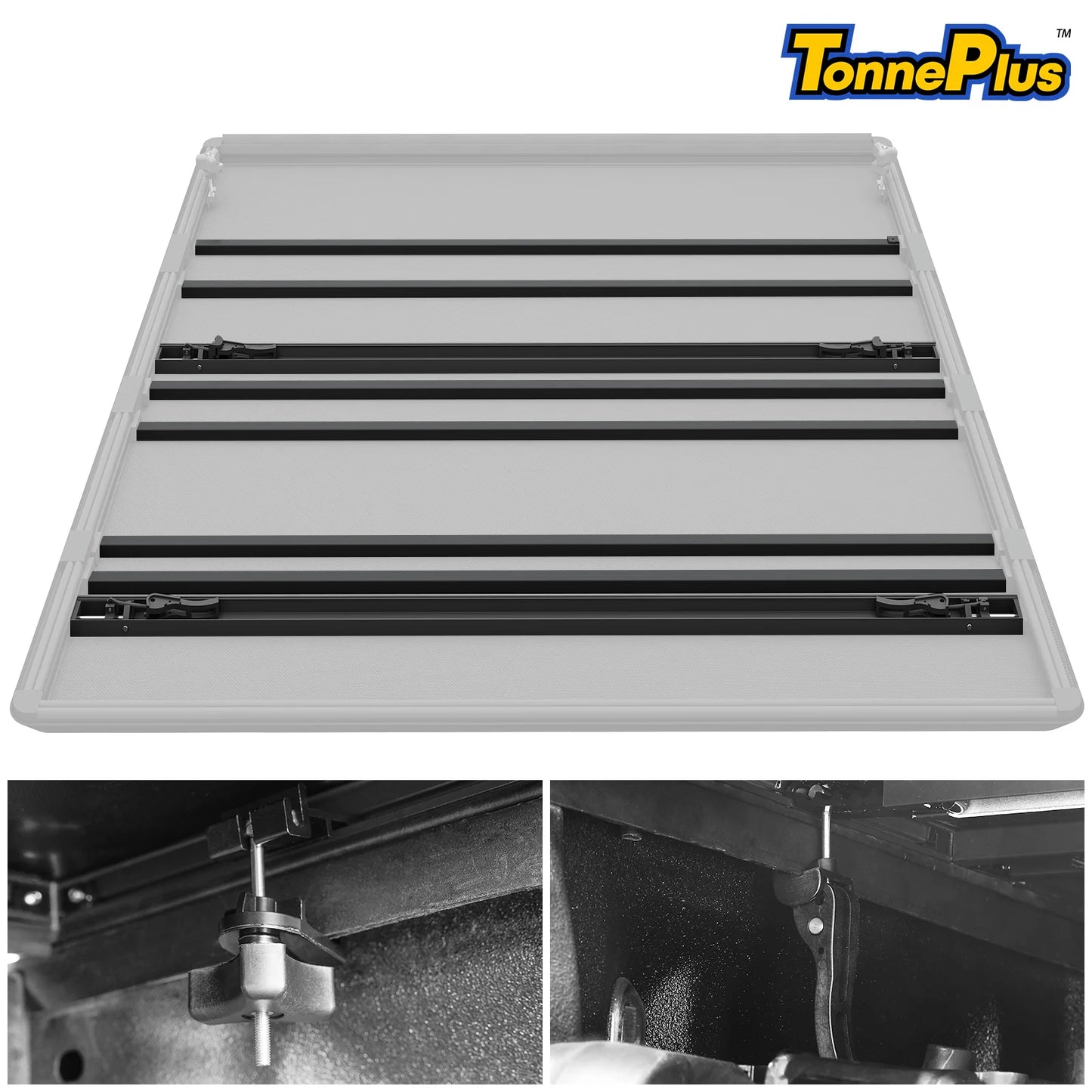 TonnePlus Soft Quad-Fold Tonneau Cover for 2009-2024 Ram 1500 5.7 Foot Bed Without RamBox