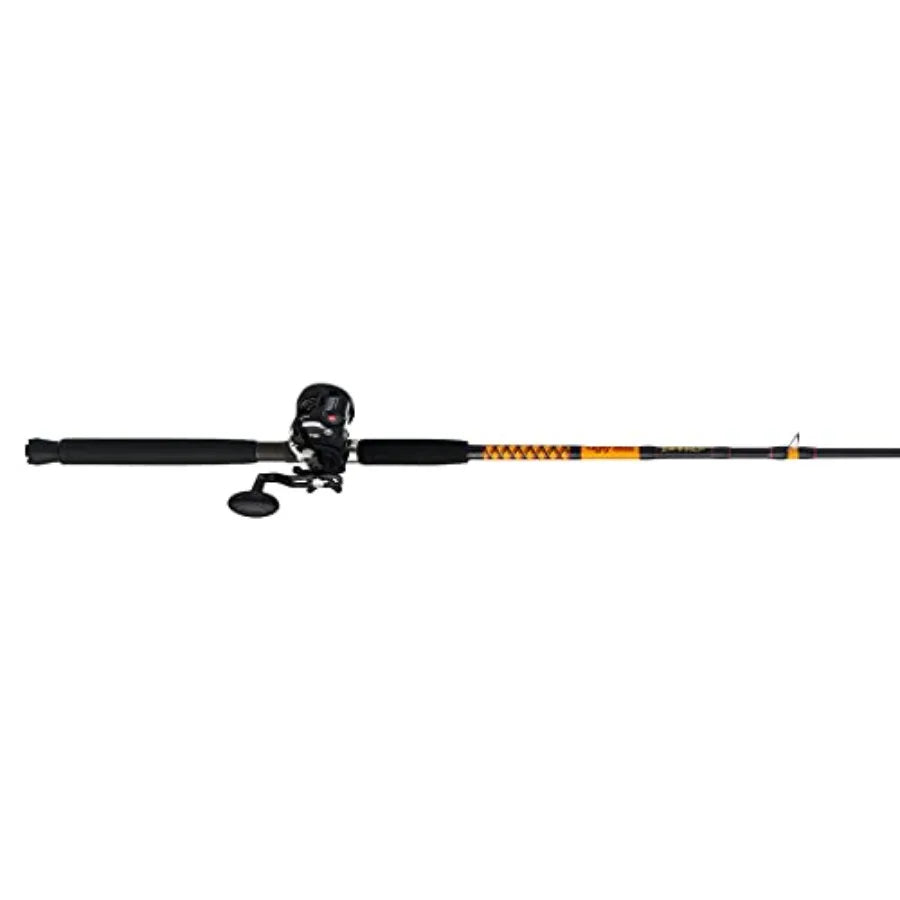 Bigwater Casting Fishing Rod Penn Rival Level Wind Conventional Reel Combo with Heavy-Duty Graphite Construction and Black Fini
