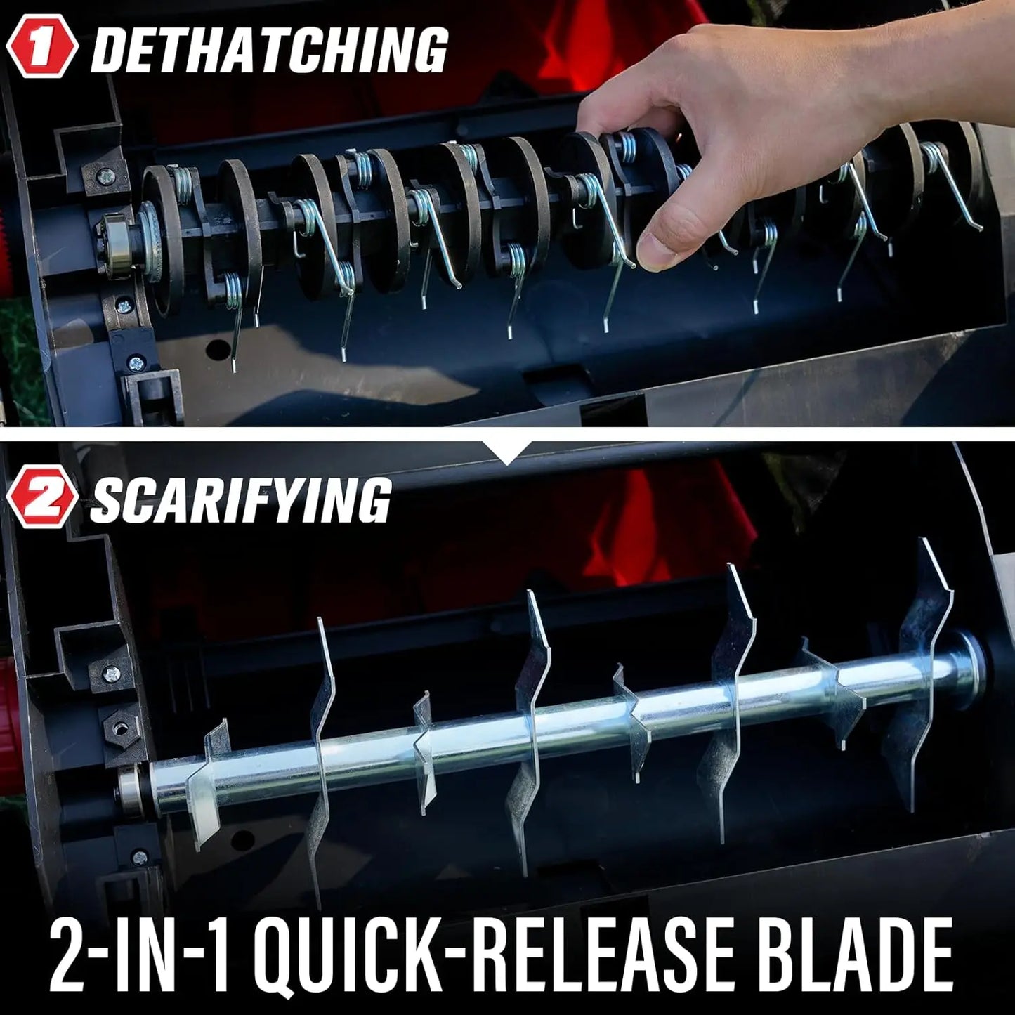 15 Inch 2 in 1 Electric Dethatcher and Scarifier with Removable 5 Position Height Adjustment Lawn Dethatcher