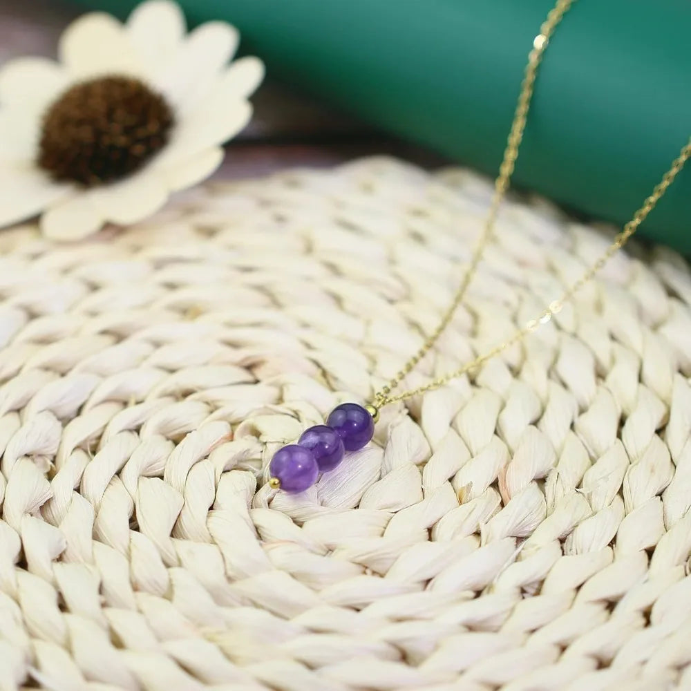 Amethyst Necklace Purple Necklace 14K Gold Filled Crystal Necklace for Women, February Birthstone Crystal Pendant Necklace as An
