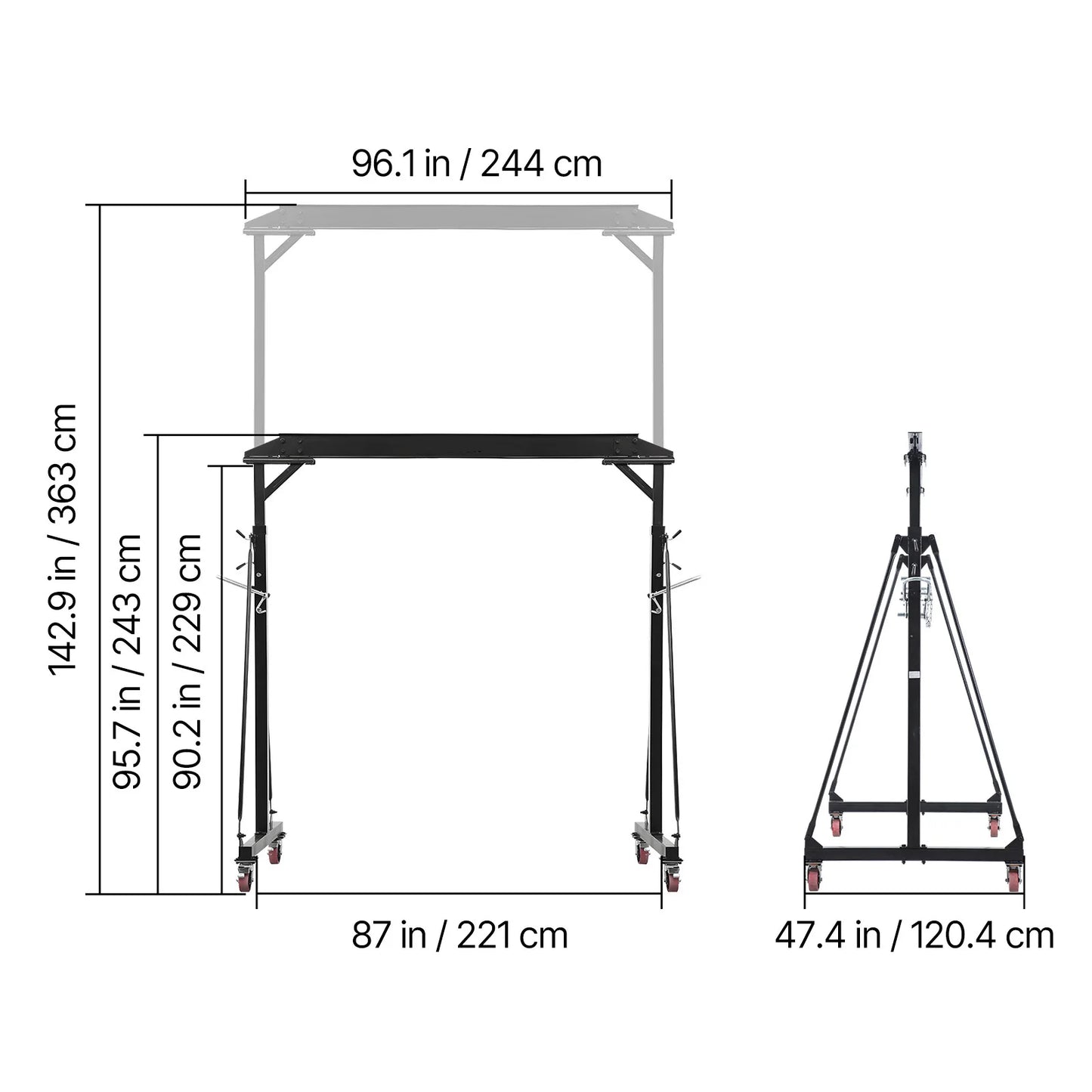 SucceBuy 2200/4400 lbs Adjustable Gantry Crane Portable Shop Lift Hoist with Height Adjustable & Locking Wheels for Factory