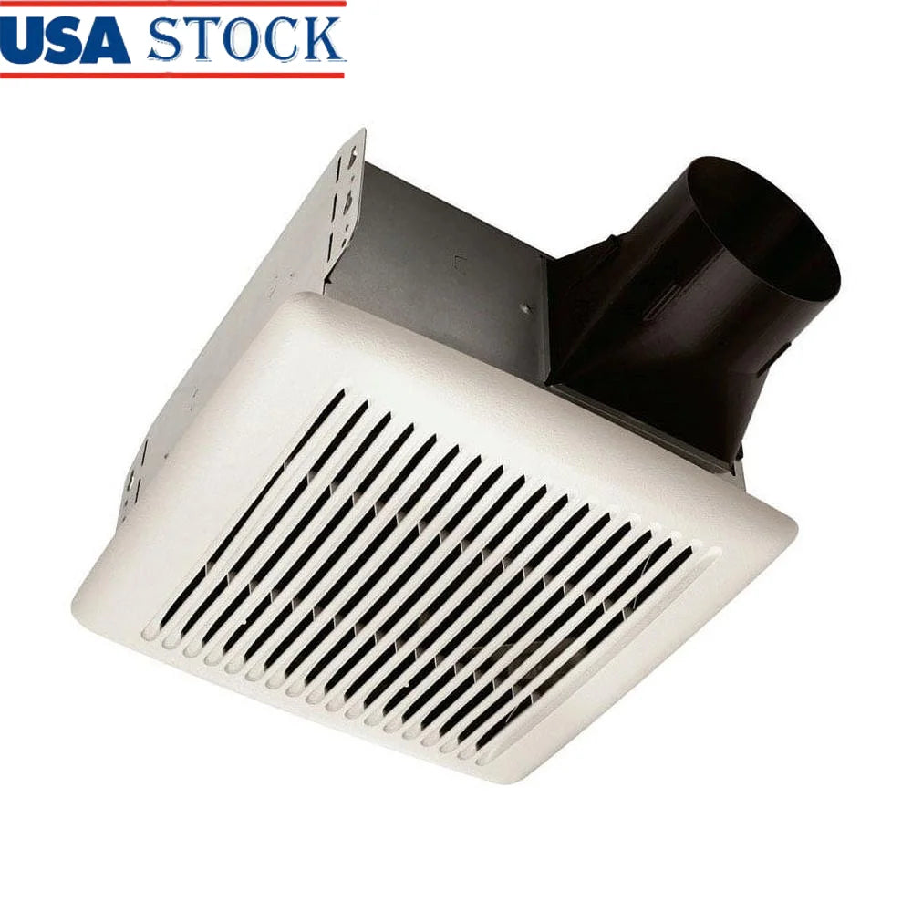 Single Speed A110 Ventilation Fan 110 CFM Bathroom Exhaust Fan 4 Inch Duct Horizontal Discharge Steel Housing 3 Sones for 105 Square Feet Area
