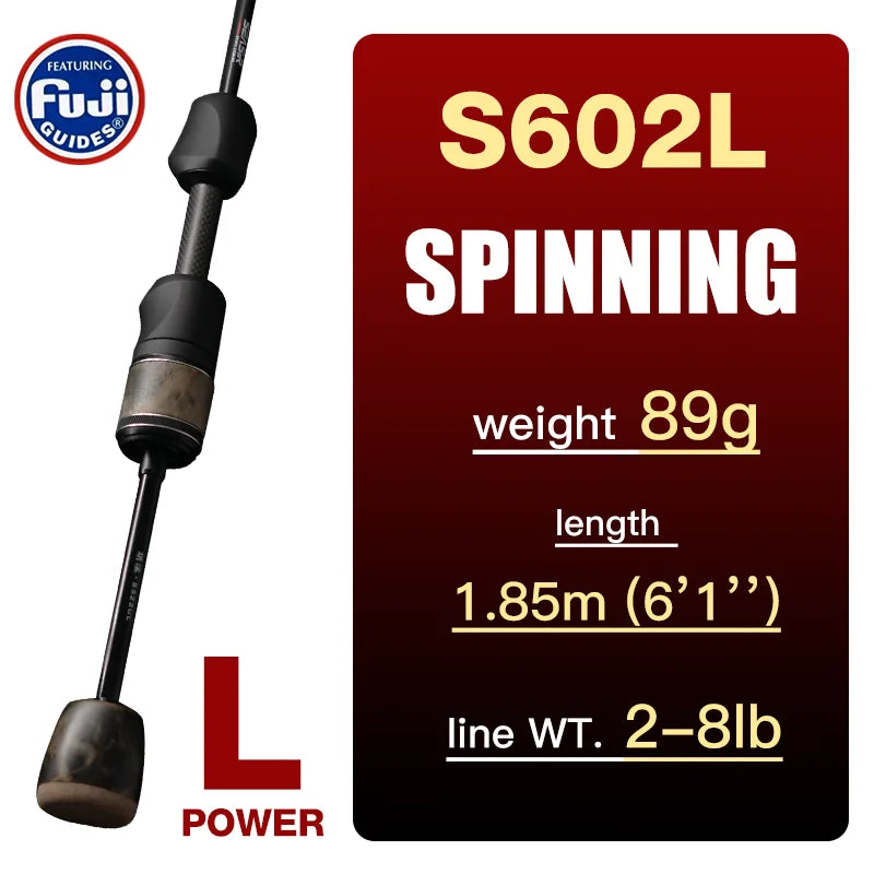 Seasir Stream Spining Baitcasting Fihsing Rods Ultralight Carbon Solid Wood Handle Fuji A+O 40T Carbon Cloth Lure Weight 1-10g