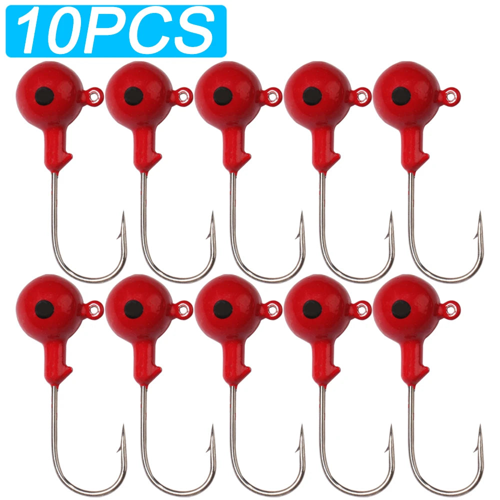 10pcs/lot Metal Jig Hooks 3.5g 18g Color 3D Eye Ball Jigging Head Hook Barbed Crank Shank for Soft Lure Worm Fishing Fishhook