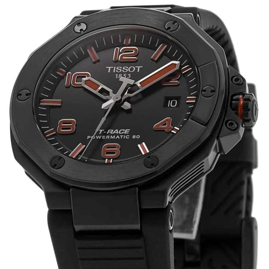 Tissot T-Race Powermatic 80 Automatic Black Dial Silicone Strap Men's Watch