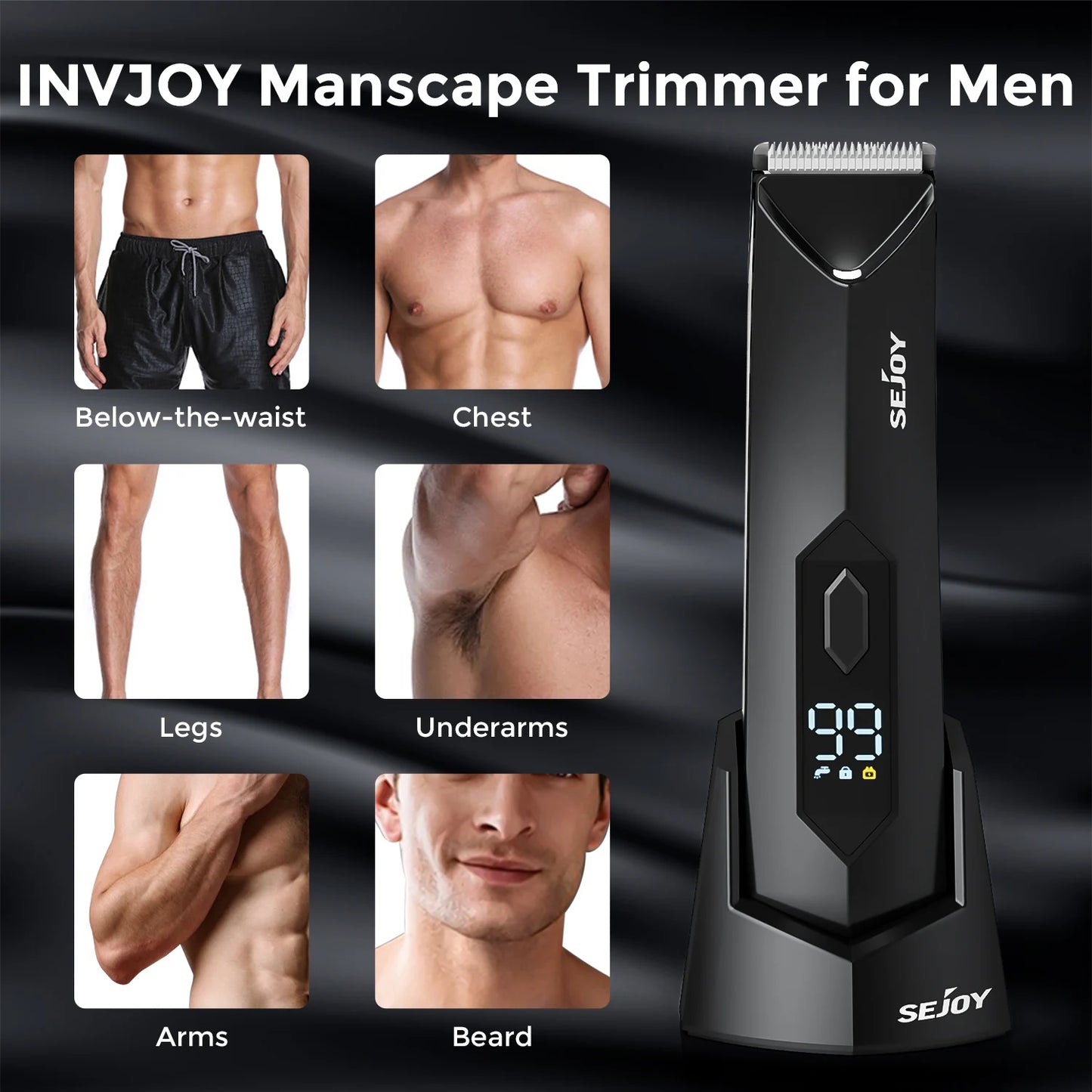 Sejoy T8S Electric Groin Hair Trimmer Men Rechargeable Body Groomer Waterproof