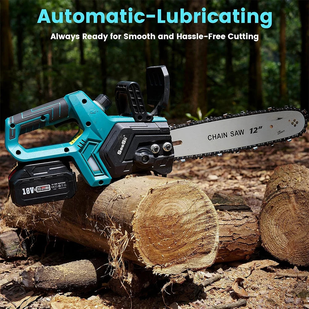 Seesii 12 Inch Brushless Electric Chainsaw Cordless Chain Saw For Makita Battery Garden Pruning Power Tool