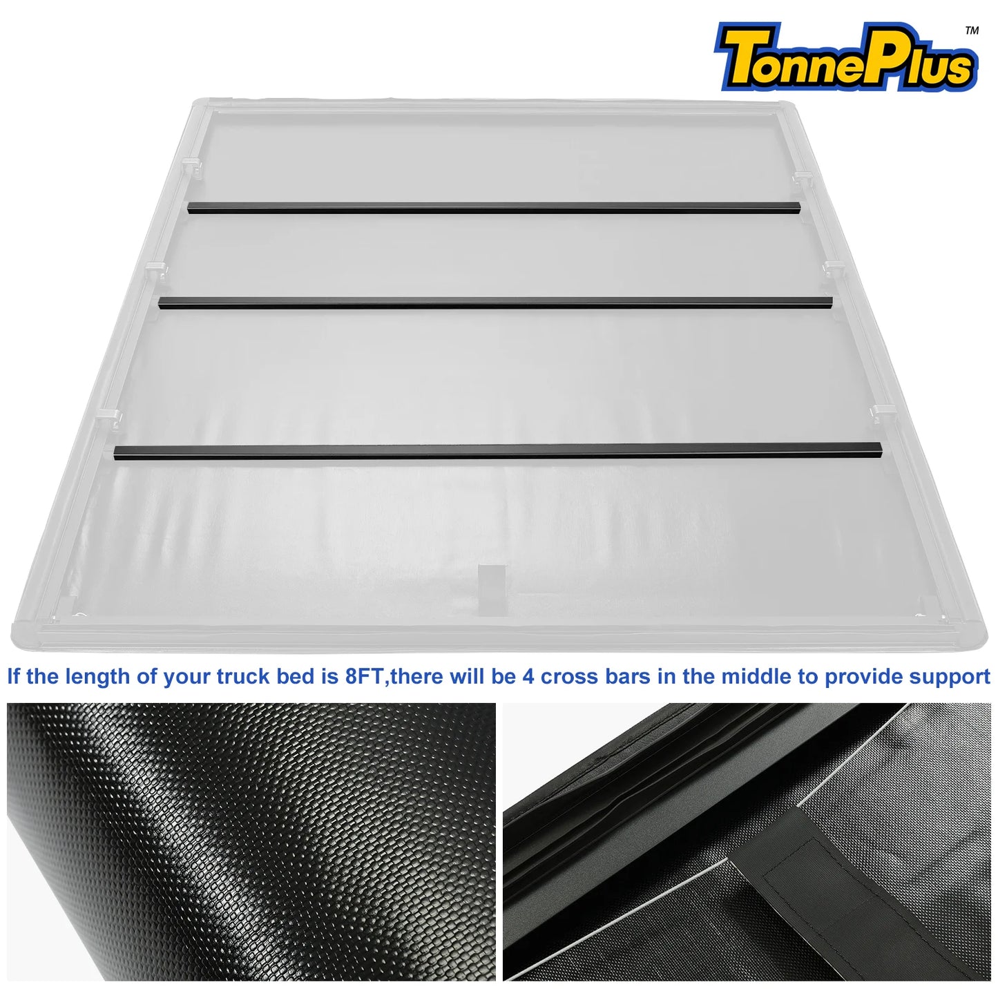 TonnePlus Soft Roll Up Tonneau Cover Truck Bed Covers for 2022 to 2024 Ford Maverick 4.6 Foot Bed with Lamp Lightning