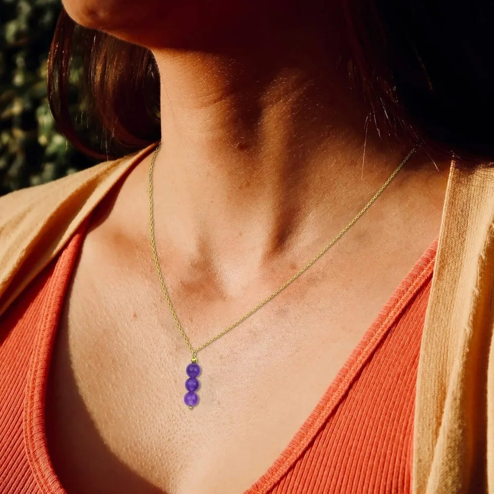 Amethyst Necklace Purple Necklace 14K Gold Filled Crystal Necklace for Women, February Birthstone Crystal Pendant Necklace as An