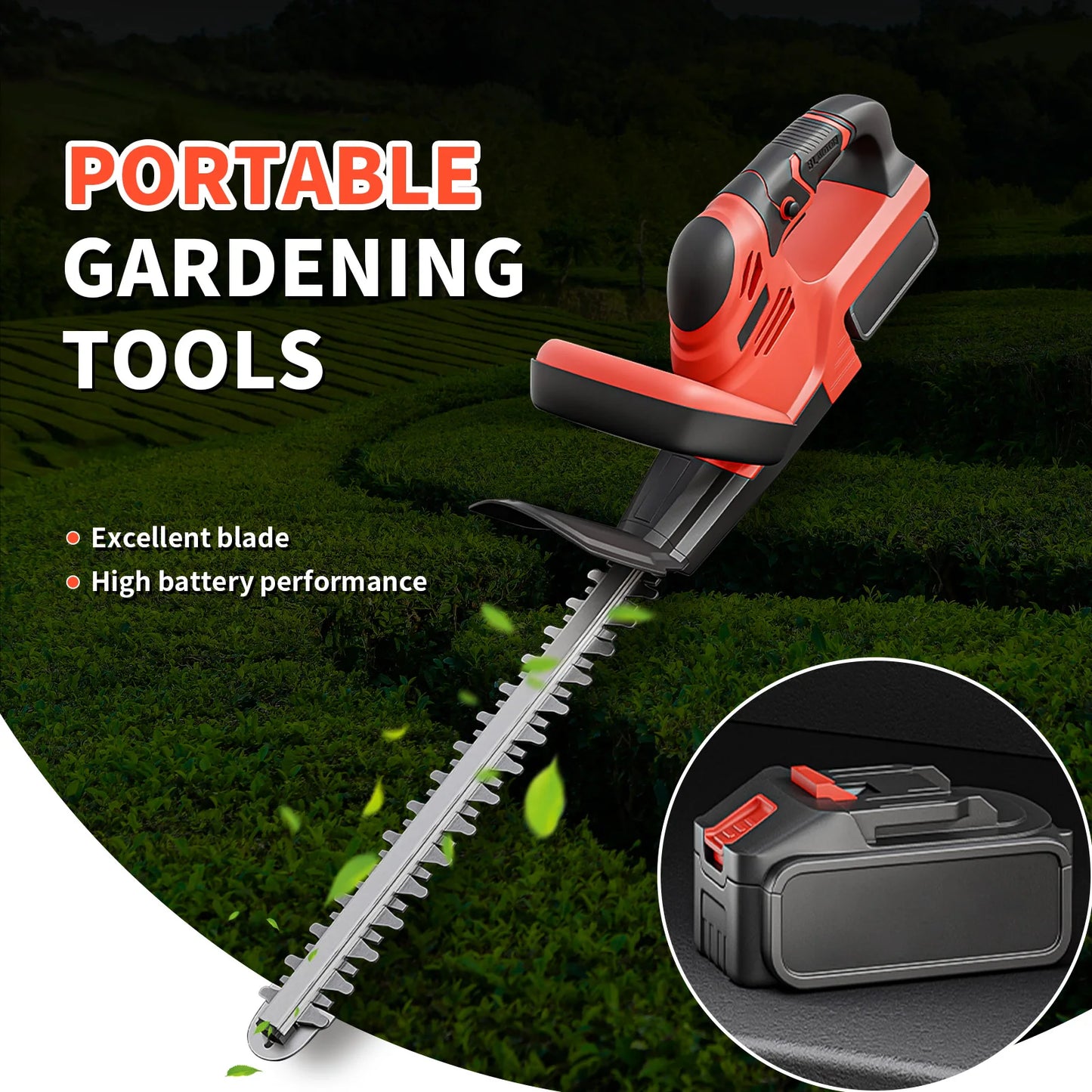 Cordless Hedge Trimmer 22 Inch Electric with 3.0Ah Battery Charger Handheld Bush Trimmers for Yard Garden Lawn Care