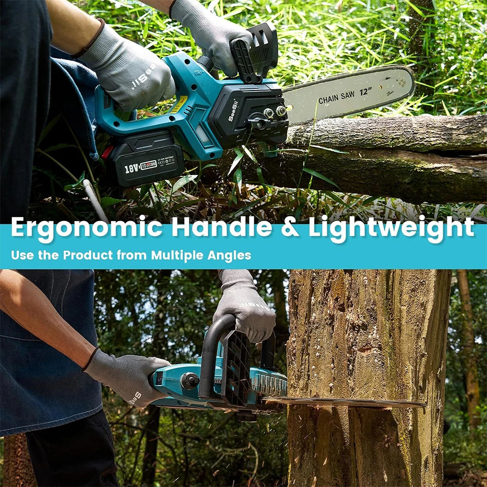 Seesii 12 Inch Brushless Electric Chainsaw Cordless Chain Saw For Makita Battery Garden Pruning Power Tool