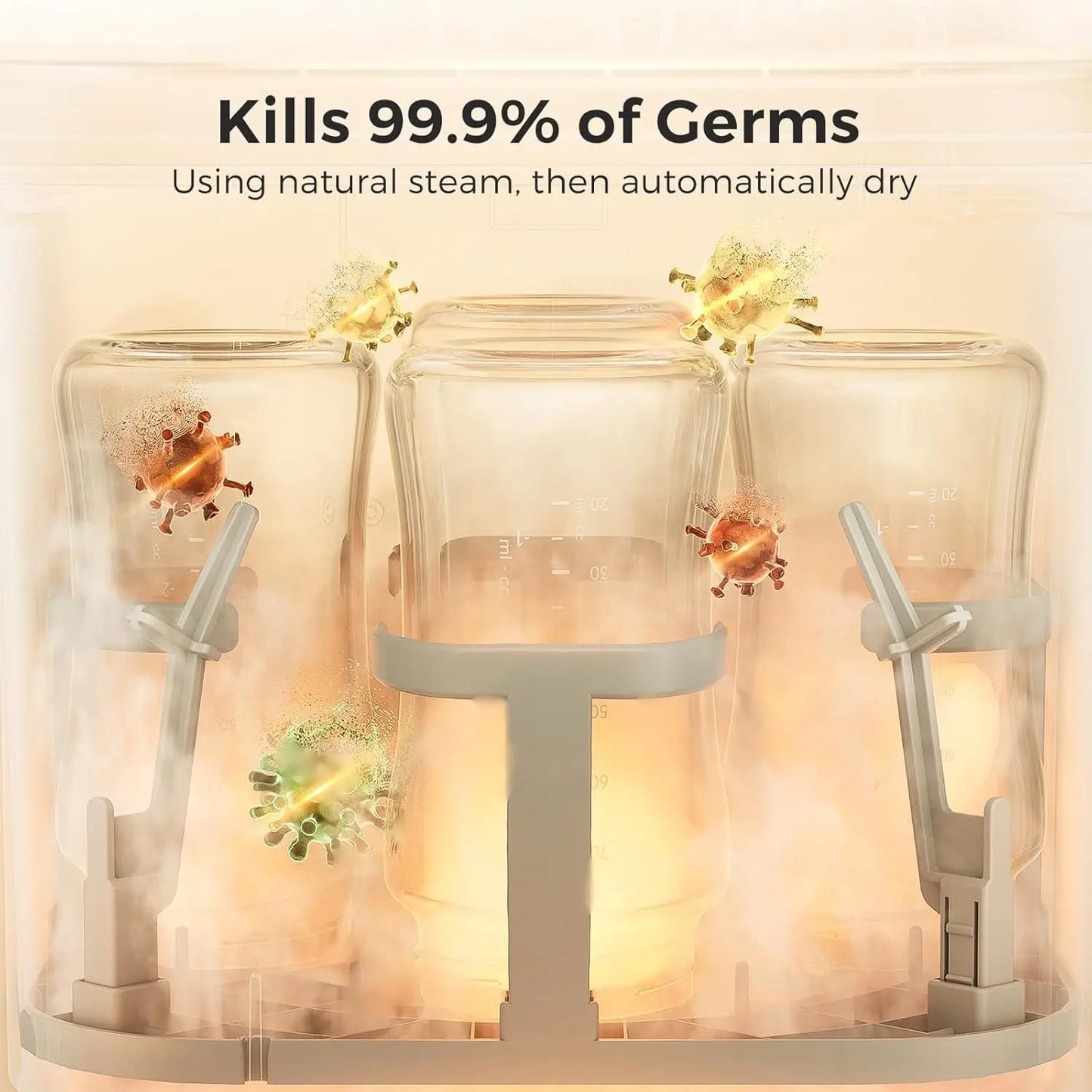 Baby Bottle Washer Sterilizer and Dryer All in One Cleaning Machine for Bottles and Pump Parts Time Saving and Effortless Care