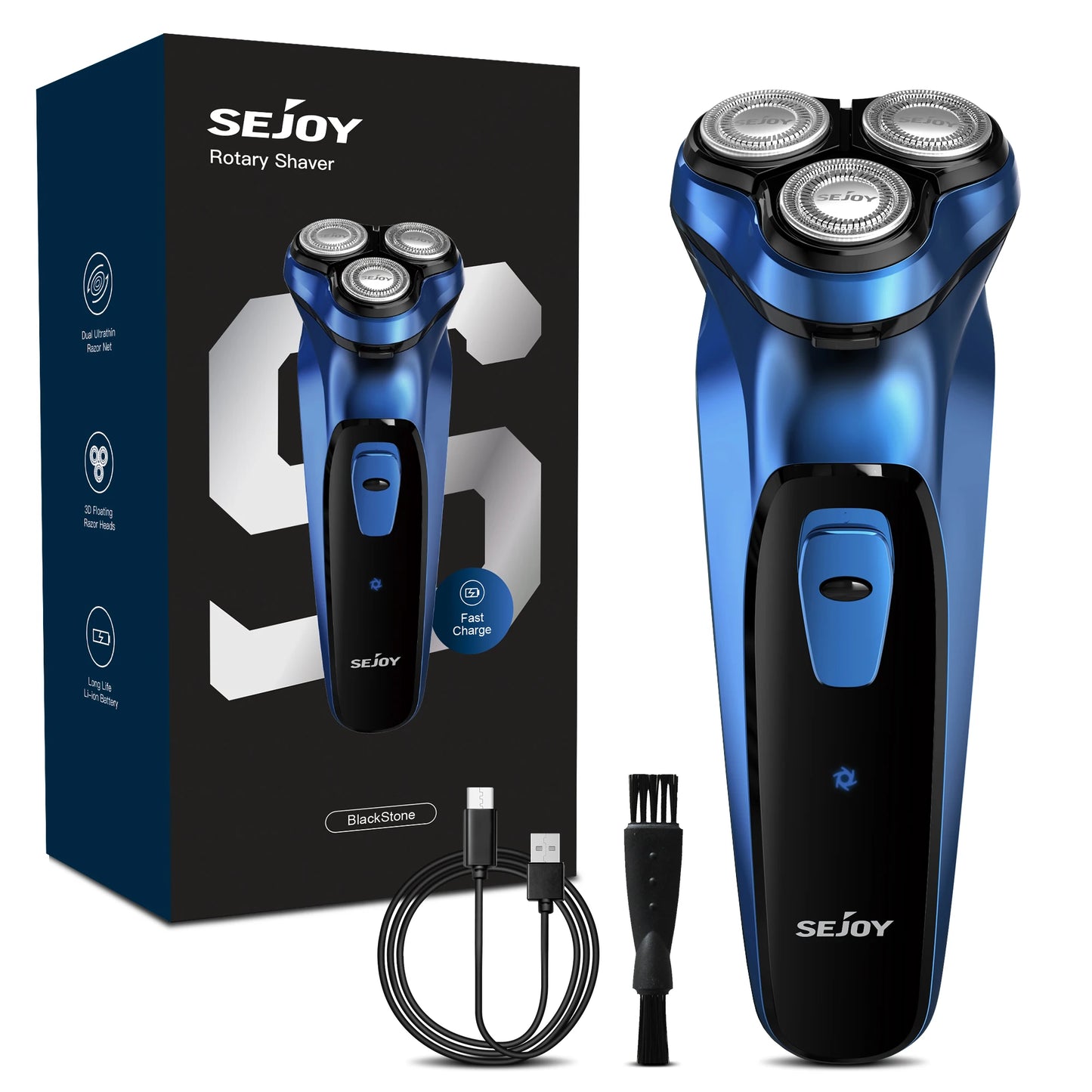 Sejoy 2 In 1 Electric Rotary Shaver Type C 3D Floating Blade Washable