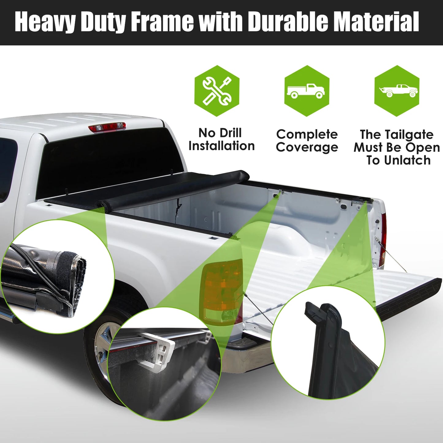 5.5ft Roll Up Truck Bed Tonneau Cover for 2007 to 2013 Toyota Tundra