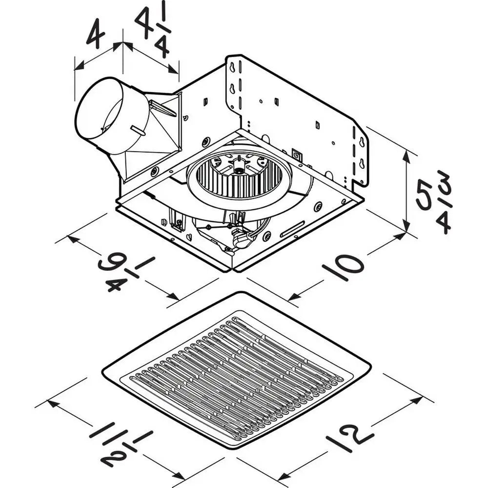 Single Speed A110 Ventilation Fan 110 CFM Bathroom Exhaust Fan 4 Inch Duct Horizontal Discharge Steel Housing 3 Sones for 105 Square Feet Area