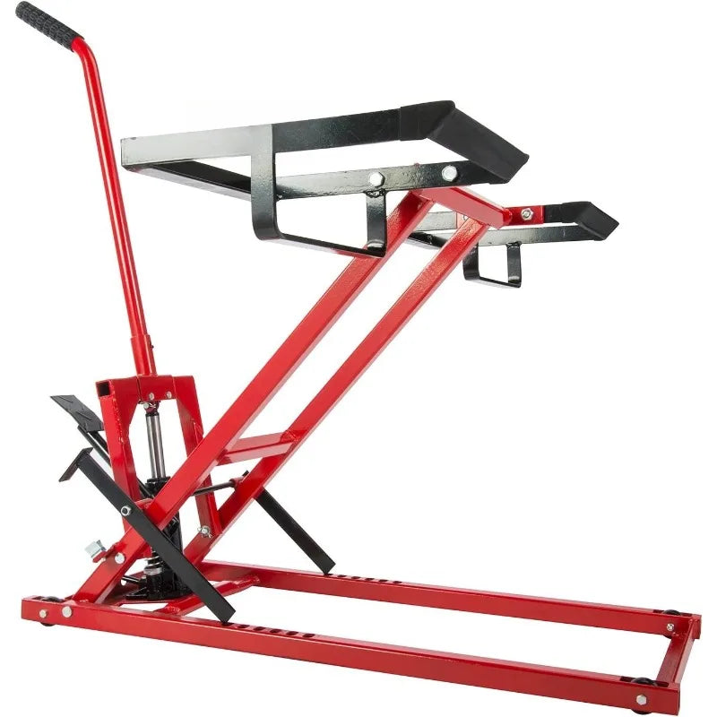 Lawn Mower Jack Lift 300 Lbs Capacity for Tractors and Zero Turn Mowers with Safety Lock and Rubber Padded Platform
