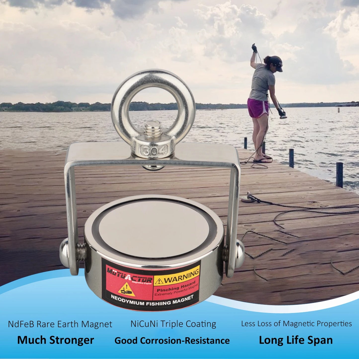 180KG Strong Magnetic Rotatable Pot Magnet Two Sided Fishing Salvage N52 D60mm Treasure Searching for Sea River Lake