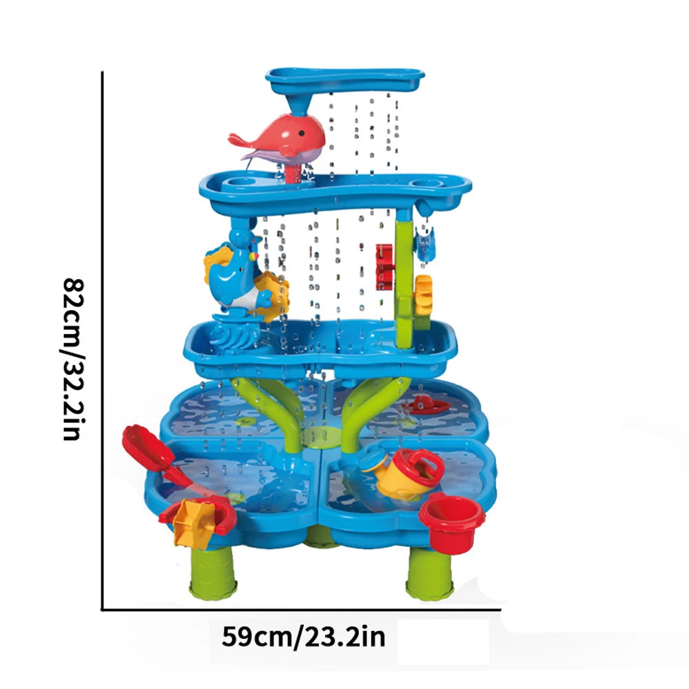 4 Tier Kids Sand Water Table Children's Beach Toys Summer Garden Interactive Play Set