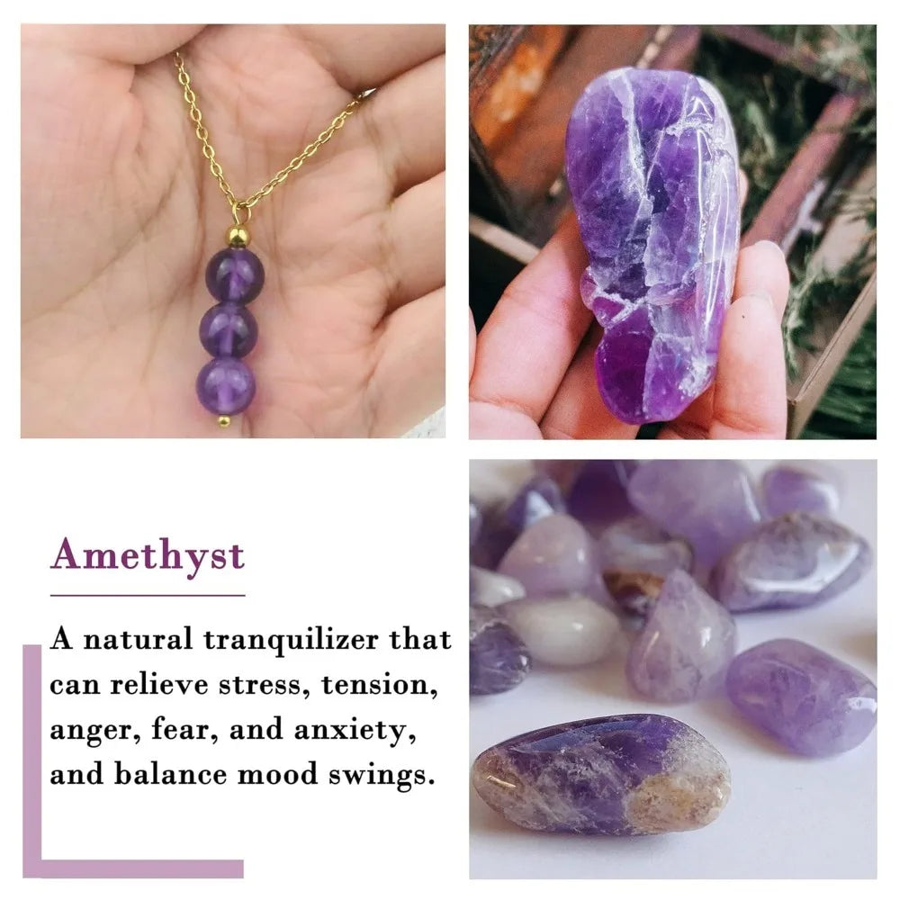 Amethyst Necklace Purple Necklace 14K Gold Filled Crystal Necklace for Women, February Birthstone Crystal Pendant Necklace as An