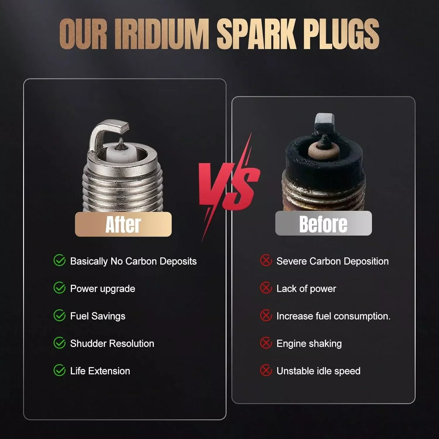 Carbole 8 Pack Iridium Spark Plugs For LT1 L83 L86