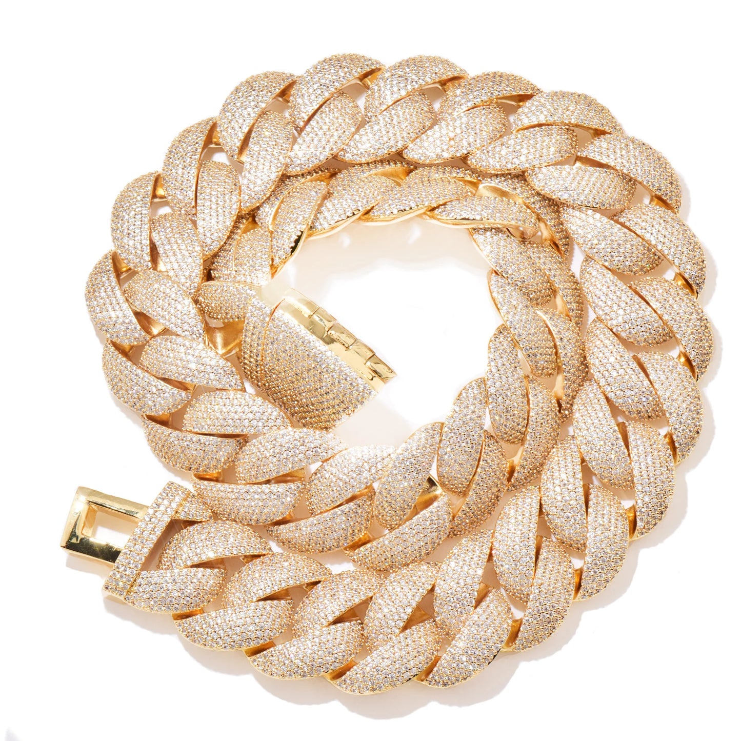CUC 20mm Big Miami Cuban Chain Men's HipHop Necklace Icy Zircon Gold Color Thick Link Copper Charm Fashion Rock Jewelry For Gift