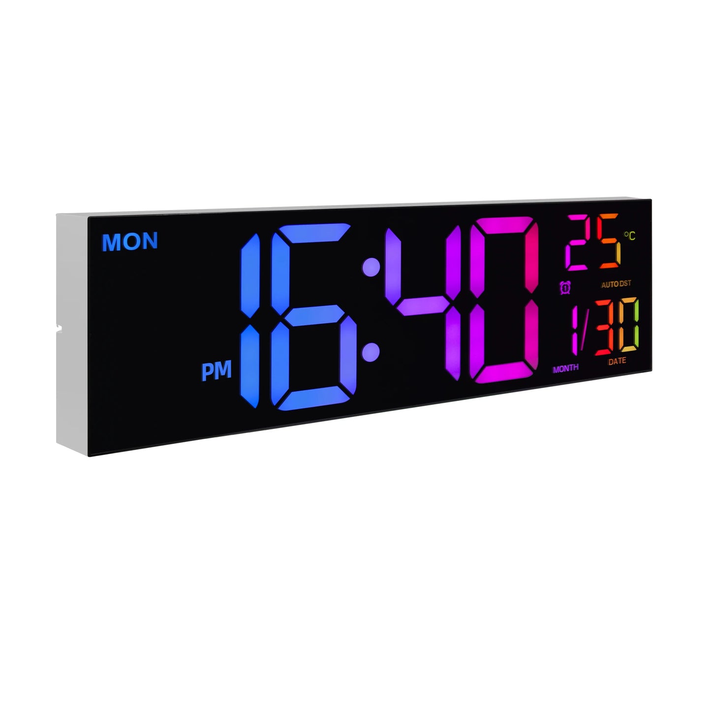 16 Inch Large Digital Wall Clock Big LED Display with Remote 8 RGB Colors Alarm DST Temperature for Living Room Office