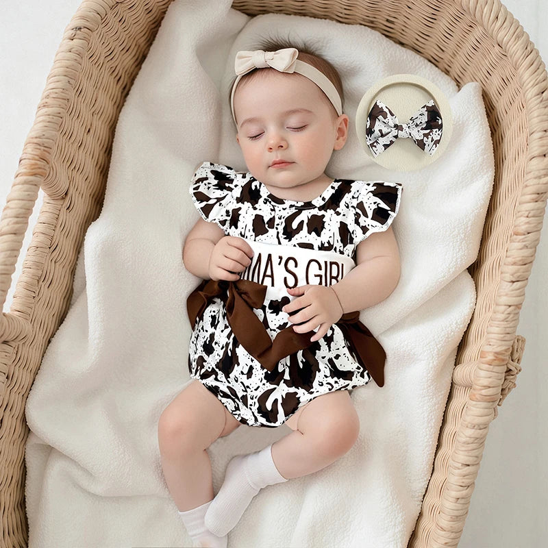 Toddler Girl Mothers Day Floral Romper Embroidered Bow