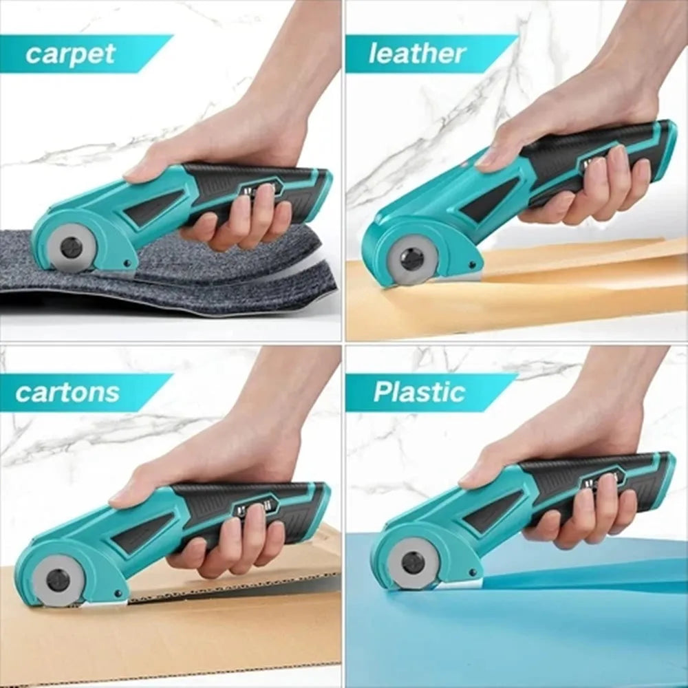 Cordless Electric Scissors Rotary Cutter Lightweight Cardboard Box Cutter with Safety Button and LED Light