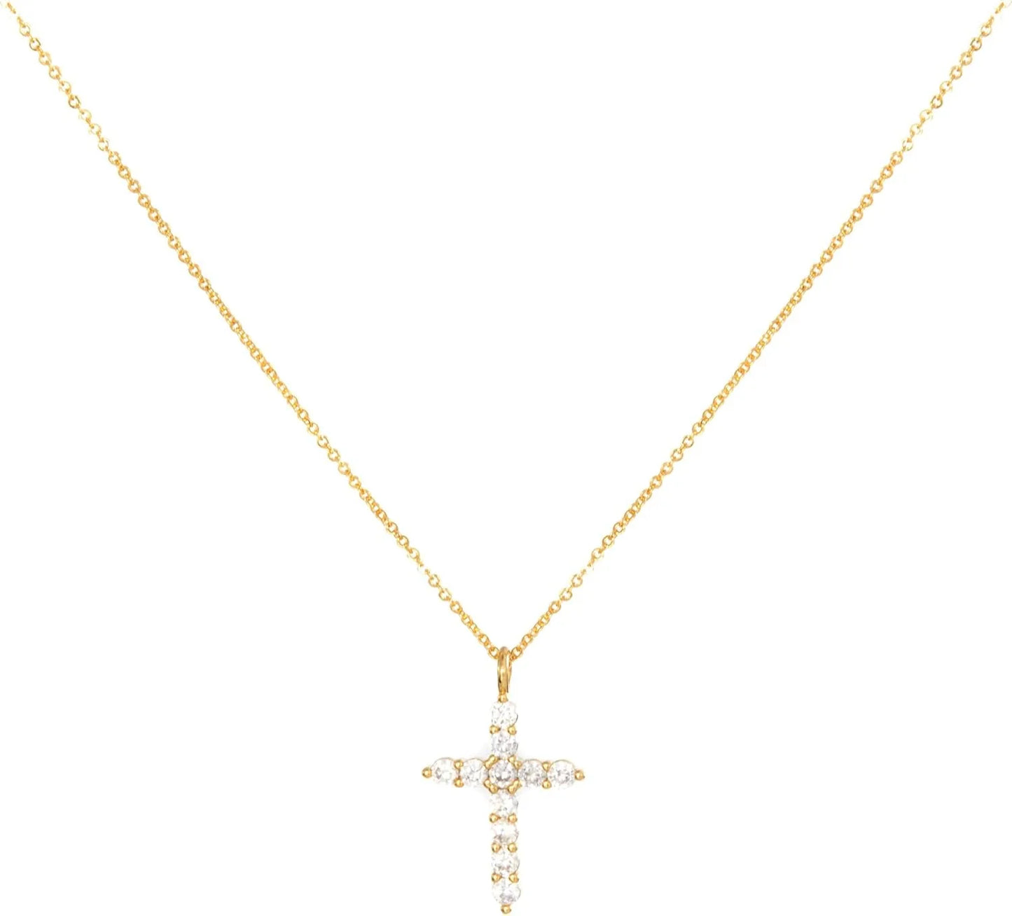 14k Gold Plated Cubic Zirconia Necklaces for Women, Simple Gold Jewelry Gift Diamond, Cross Necklace for women,Layeard necklace